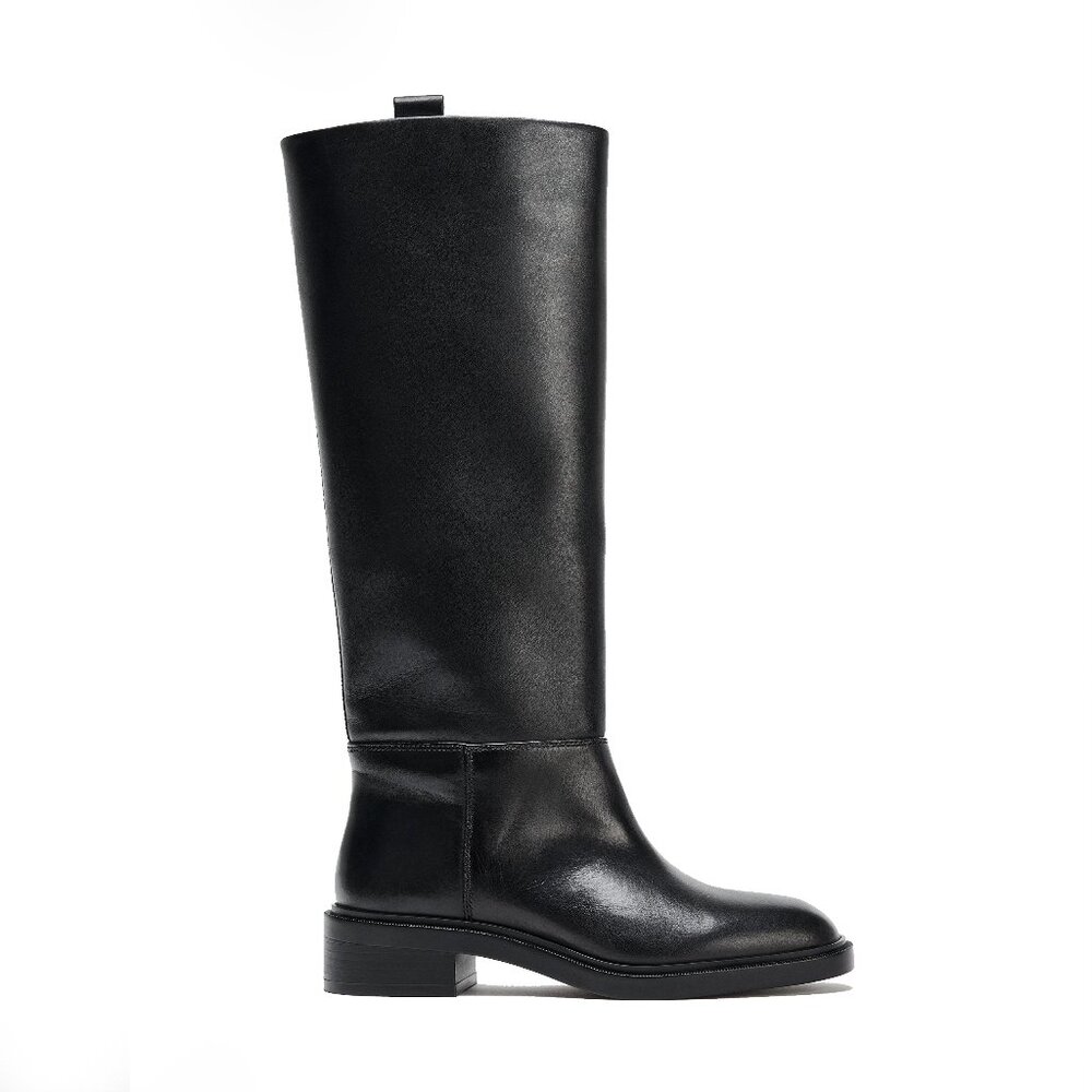 Zara black knee high equestrian riding flat boots - Picture 11 of 11